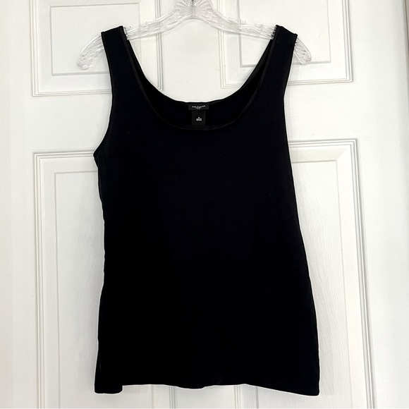 🌸3/$25 Ann Taylor Satin-Trimmed Black Tank Top Camisole, Size Medium - Picture 1 of 8